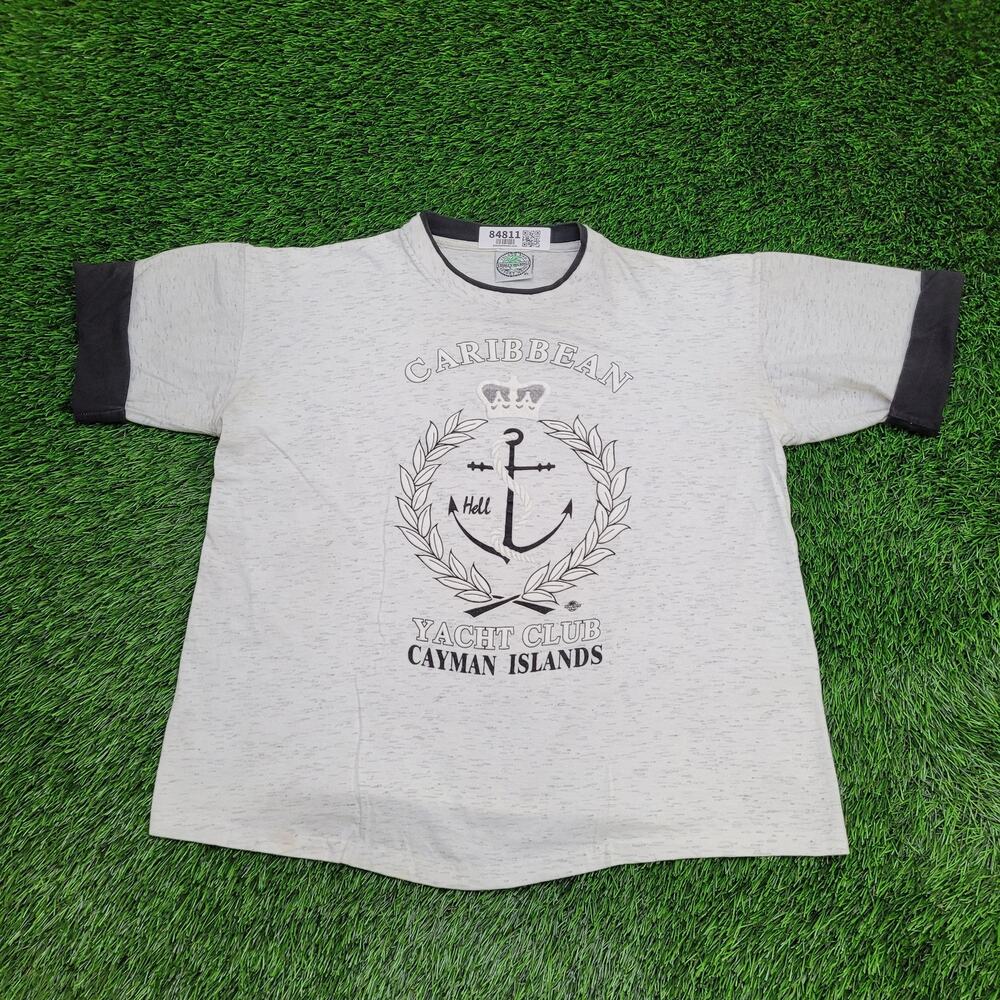 Vintage Caribbean Yacht Club Shirt L/XL 23x24 Boxy Cayman-Islands